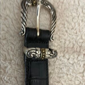 Brighton Elegant Black Leather Belt with Silver Accents
Barely worn